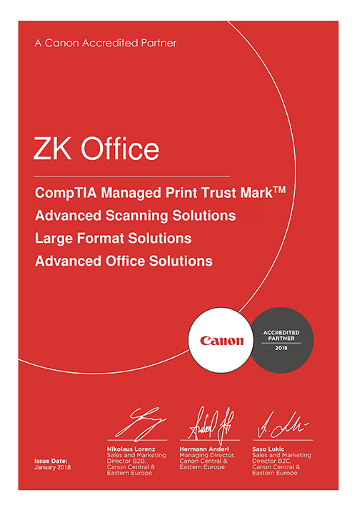 ZK Office 2018 Certificate